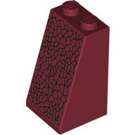 Lego Brick Sloped 75° 2 x 2 x 3 [Solid Studs] with Black Cracks print / Dark Red