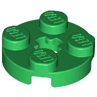 Plate Round 2 x 2 with Axle Hole Type 1 (+ Opening) / Green