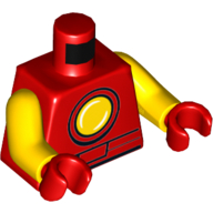 Lego Torso Armor, Yellow Circle and Red Belt Print (Iron Man), Yellow Arms, Red Hands / Red