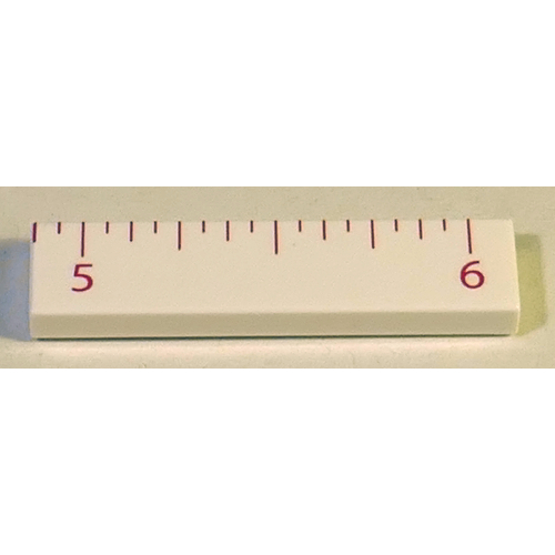 Lego Tile 1 x 4 with Ruler INCH 5 - 6 Pattern / White