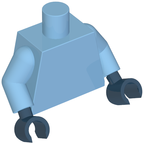 Lego Torso, Medium Blue Arms, Dark Blue Hands [Plain] / Medium Blue