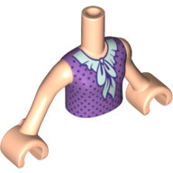Lego Minidoll Torso Girl with Polka Dot Medium Lavender Top with Scarf Print / Light Nougat Arms and Hands / Light Nougat