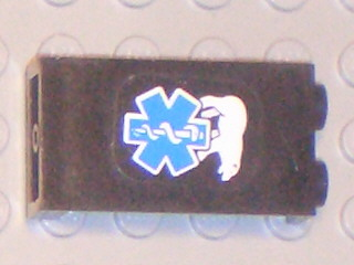 Lego Panel 1 x 2 x 3 - Hollow Studs with EMT Star of Life and Polar Bear Pattern Model Right Side (Sticker) - Set 6575