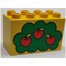 Duplo Brick 2 x 4 x 2 with Apple Tree Print / Yellow