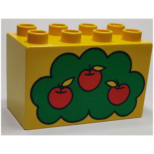 Lego Duplo Brick 2 x 4 x 2 with Apple Tree Print / Yellow