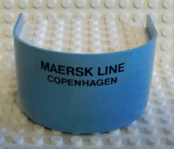 Lego Boat, Hull Smooth Stern 6 x 6 x 3 1/3 with White Deck with 'MAERSK LINE COPENHAGEN' Pattern (Sticker) - Set 1650