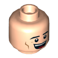 Lego Minifig Head Superman, Dual Sided, Eyebrows, Open Mouth Smile / Sheepish Grin Print [Hollow Stud] / Light Nougat