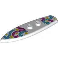 Sports Surfboard Standard with Pink and Medium Azure Swirls and Yellow Stars Print / White