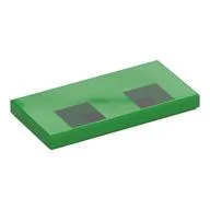 Tile 2 x 4 with Two Pixel Squares Print / Bright Green