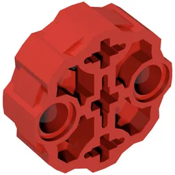 Large Figure Weapon, Barrel with 2 Pin Holes and 3 Axle Holes / Red