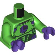Lego Torso, Kryptonite Armor Suit, Dark Purple 'L' print, Bright Green Arms, Dark Purple Hands / Bright Green