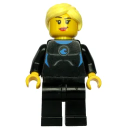 Black Torso Wet Suit, Black Legs, Bright Light Yellow Hair
