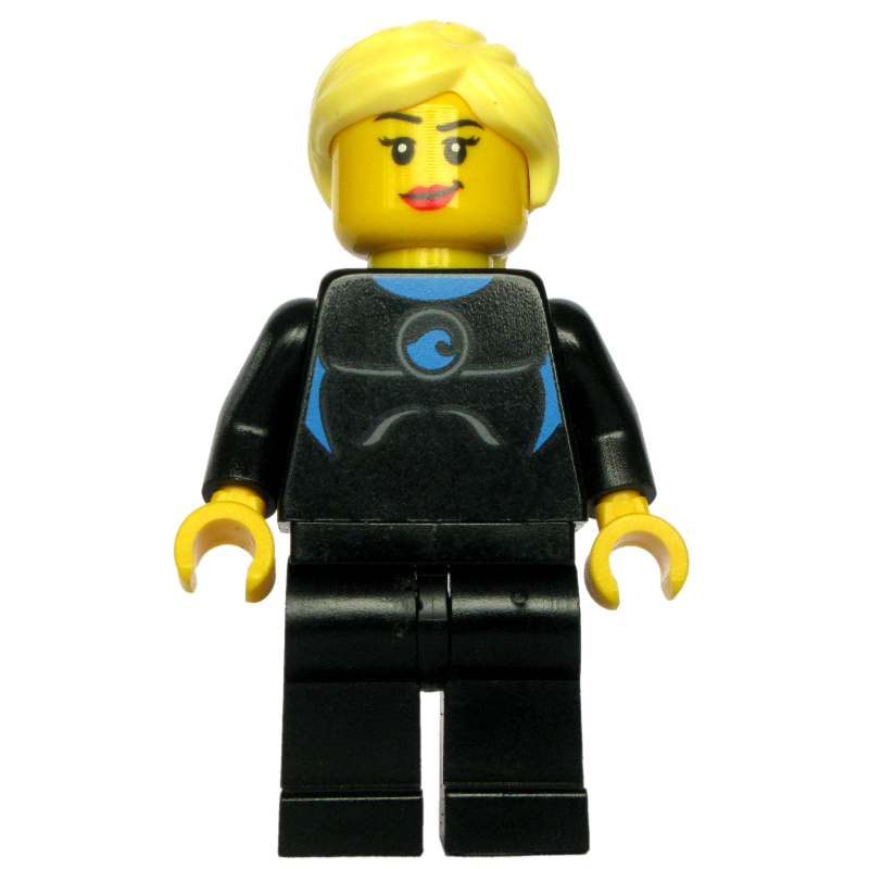 Lego Black Torso Wet Suit, Black Legs, Bright Light Yellow Hair
