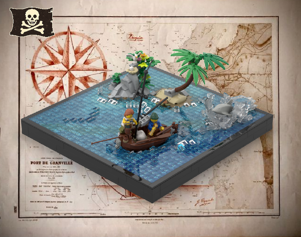 Lego 🌴 PIRATE'S SAILING LESSON - Caribbean Lagoon with Leaping Dolphin & Reef