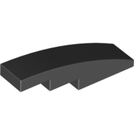 Lego Brick Curved 4 x 1 No Studs [Stud Holder with Symmetric Ridges] / Black
