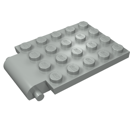Lego Plate Special 4 x 6 x 2/3 with Trap Door Hinge / Light Gray