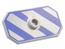 Shield Rectangular with Stud and Blue-Violet Diagonal Stripes and Border Print