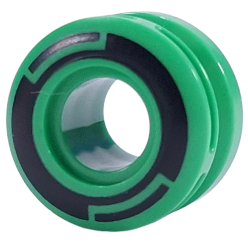Lego Wheel 11 x 8 with Center Groove, One Smooth Side with Black Circles print / Bright Green