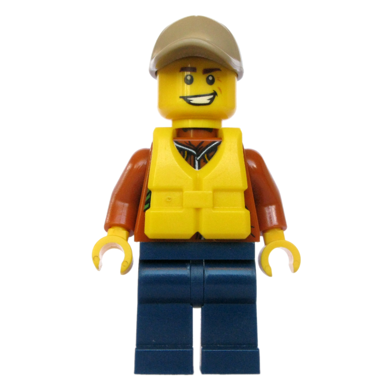 Lego Explorer, Jacket with Pouches, Radio, and Rope, Dark Tan Cap, Yellow Life Vest