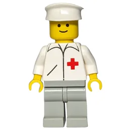 Doctor, White Jacket with Red Cross, Light Gray Legs, White Hat