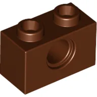 Technic Brick 1 x 2 [1 Pin Hole] / Reddish Brown