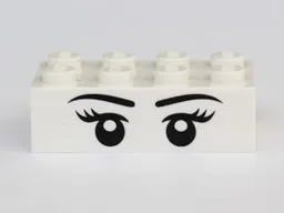 Brick 2 x 4 with Eyes with Pupils, Eyelashes and Eyebrows Front and Eyes with Pupils Back Pattern