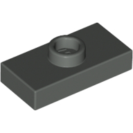 Lego Plate Special 1 x 2 with 1 Stud without Groove (Jumper) / Dark Gray