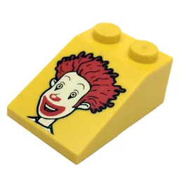 Brick Sloped 33° 3 x 2 Smooth with McDonald's Ronald McDonald Print / Yellow