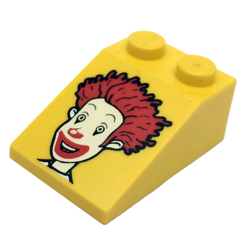 Lego Brick Sloped 33° 3 x 2 Smooth with McDonald's Ronald McDonald Print