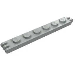 Hinge Plate 1 x 6 with 2 and 3 Fingers On Ends / Light Gray