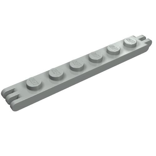Lego Hinge Plate 1 x 6 with 2 and 3 Fingers On Ends / Light Gray