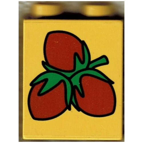 Lego Duplo Brick 1 x 2 x 2 with Hazelnuts Cluster Print / Yellow