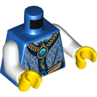 Torso, Robe with Gold and Dark Blue Collar and Chi Jewel Print, White Arms, Yellow Hands / Blue