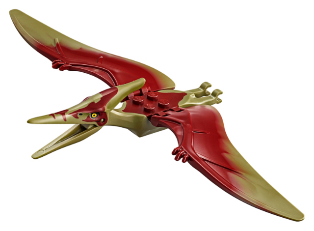Lego Dinosaur Pteranodon with 4 Studs with Dark Red Back and Small Oval Nostrils