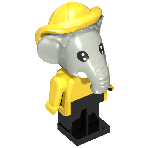 Lego Fabuland Figure, Edward Elephant, Yellow Shirt, Yellow Hat / Yellow