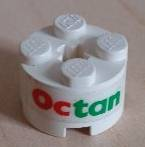 Lego Brick, Round 2 x 2 with Axle Hole with Octan Pattern (Sticker) - Set 6551