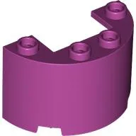 Cylinder Half 2 x 4 x 2 with 1 x 2 Cutout / Magenta