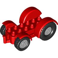 Lego Duplo Car Base 2 x 6 Tractor with Mudguards, Light Bluish Gray Wheels / Red