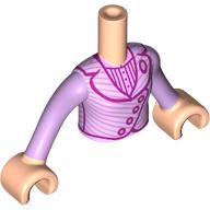 Lego Minidoll Torso with Lavender Dress, Buttons, White Collar print, Light Nougat Hands / Light Nougat