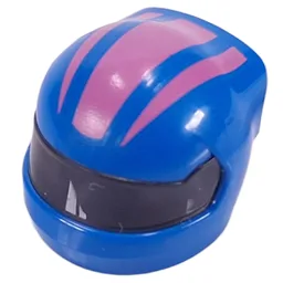 Helmet, Formula 1 with Trans-Black Visor Pattern and Dark Pink Stripes Print / Blue