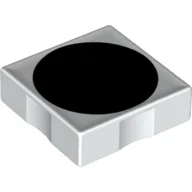 Duplo Tile 2 x 2 with Shape Black Circle Print / White