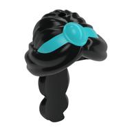 Lego Hair Long with Hole on Top - Ponytail Braided with 2 Bands with Medium Azure Tiara pattern / Medium Azure