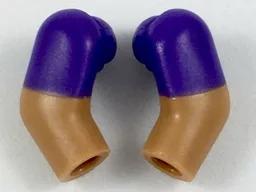 Arm, (Matching Left and Right) Pair with Molded Dark Purple Short Sleeves  Pattern / Medium Nougat