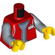 Lego Torso, Jacket, Name Tag, Dan Blue Hoody print, Sand Blue Arms, Yellow Hands / Red