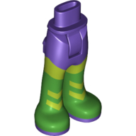 Lego Minidoll Hips and Trousers with Back Pockets and Lime Leggings, Bright Green Boots with Dark Purple Soles Print / Dark Purple