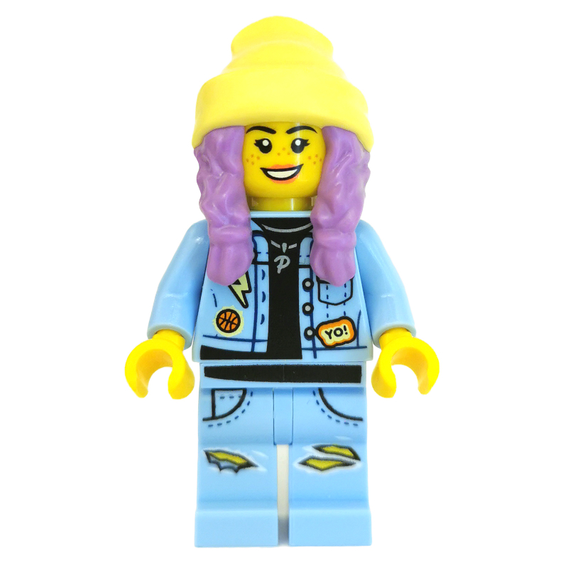 Lego Parker L. Jackson, Bright Light Blue Denim Jacket, Bright Light Yellow Beanie Hat, Medium Lavender Hair