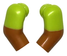 Arm, (Matching Left and Right) Pair with Molded Lime Short Sleeves  Pattern / Dark Orange