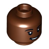 Lego Minifig Head, Smile with Teeth/Worried print / Reddish Brown