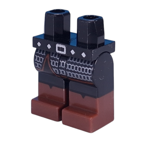Lego Hips with Black Legs and Reddish Brown Boots Pattern with Silver Belt, Chainmail print