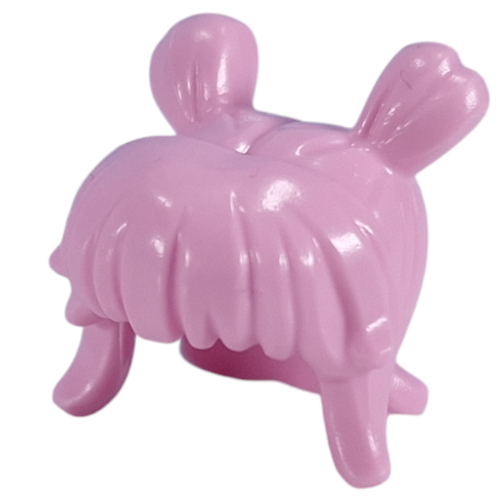 Lego Hair Long with 2 Buns [PLAIN] / Bright Pink